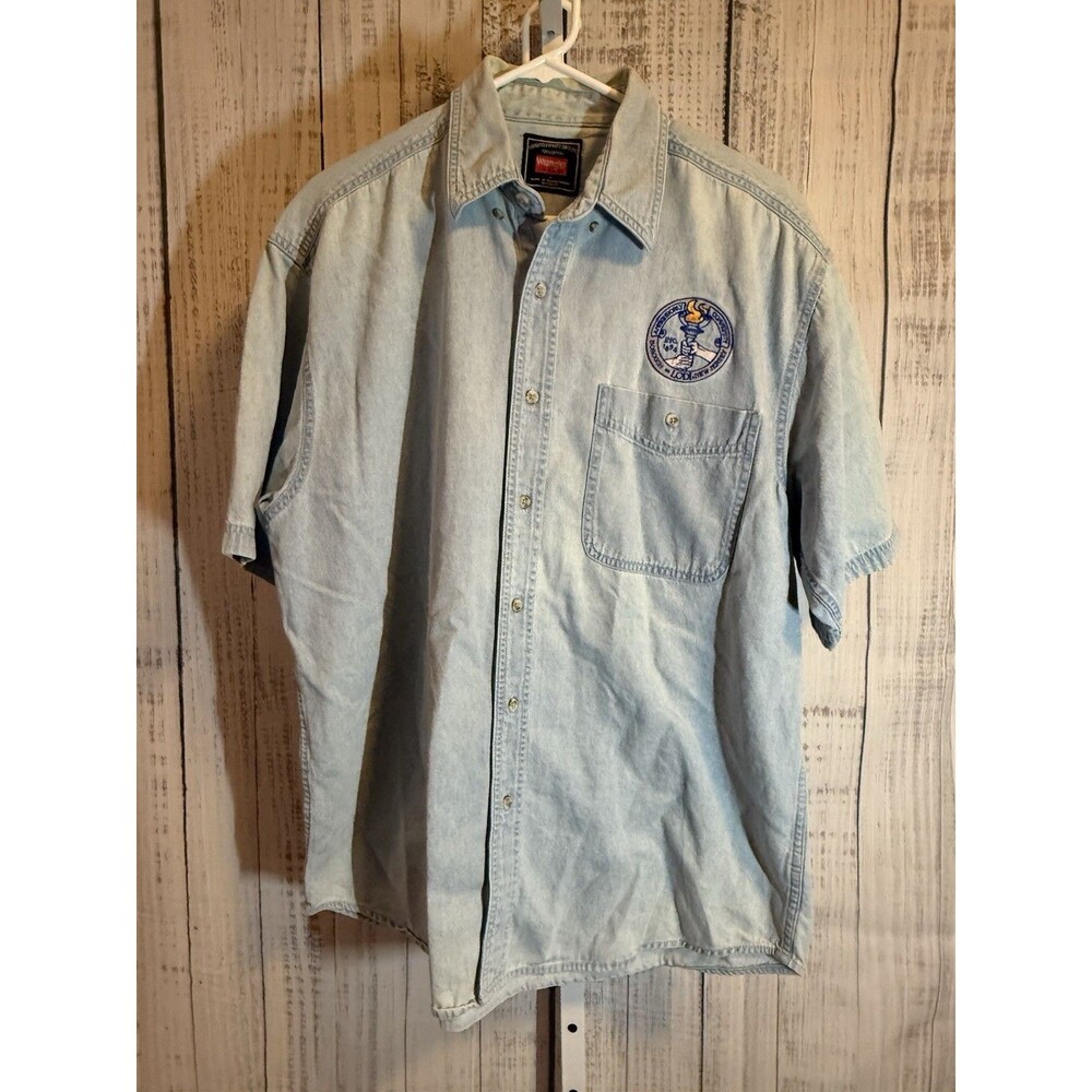 Wrangler Men’s Denim Shirt Short Sleeve Large Cotton Denim
